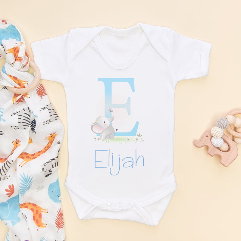 Cute Personalised Elephant Baby Bodysuit (6567776419912)