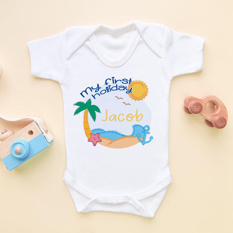 My First Holiday Personalised Baby Bodysuit (6566036537416)