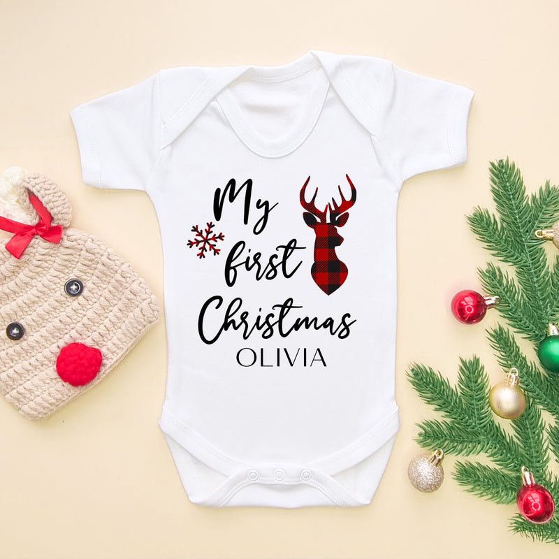 My First Christmas Personalised Name Baby Bodysuit (5861342707784)