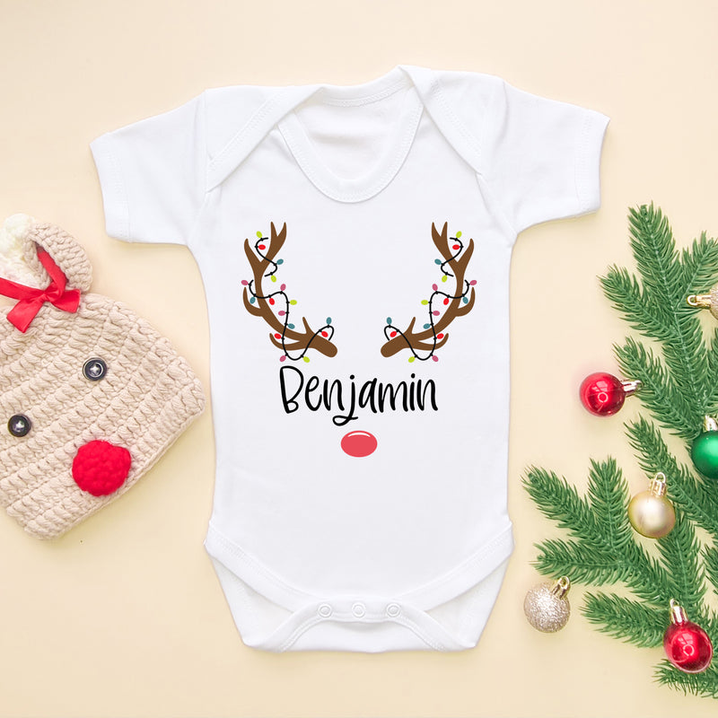 Christmas Reindeer Personalised Boy Baby Bodysuit (5864057929800)