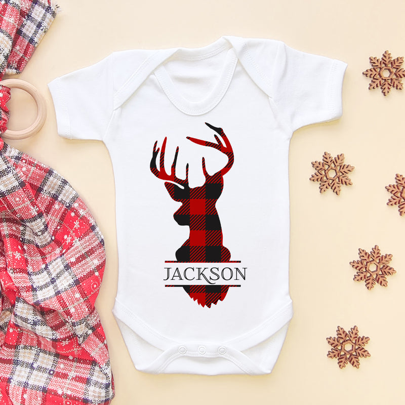 Personalised Christmas Stag Baby Bodysuit (5861344149576)