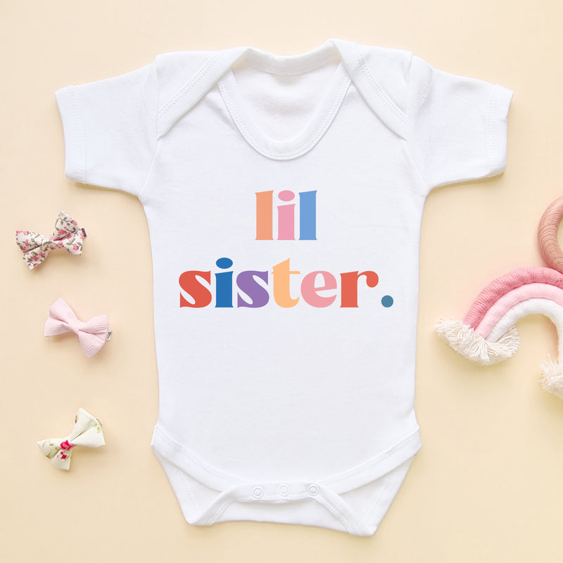Lil Sister Rainbow Colours Baby Bodysuit (6565588271176)