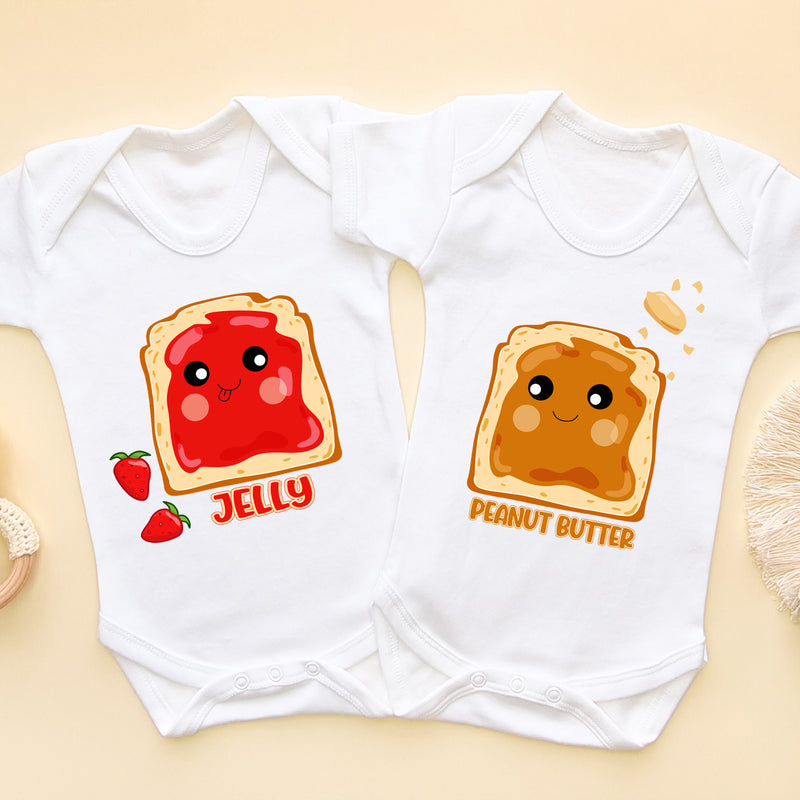Peanut Butter & Jelly Twins Baby Bodysuits (5860988125256)