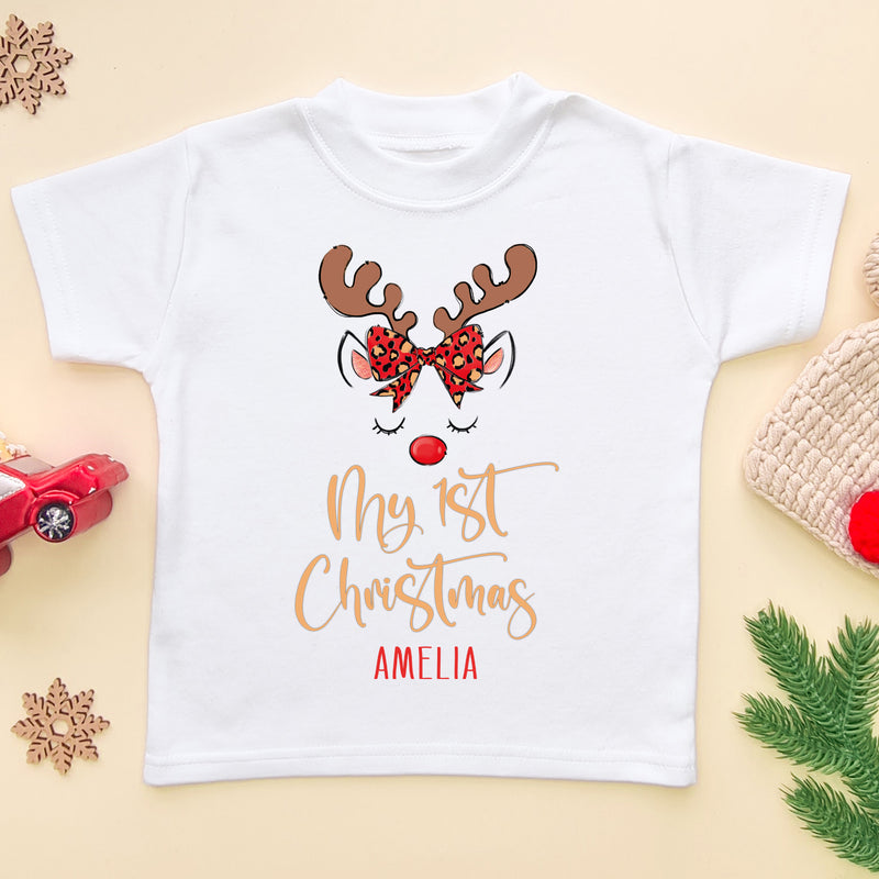 My First Christmas Reindeer Personalised T Shirt (6593813250120)