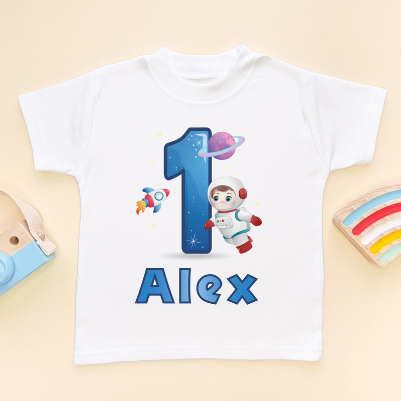1st Birthday Cosmos Themed Personalised T Shirt (6565597872200)