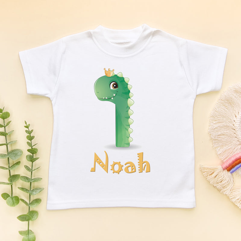 1st Birthday Cute Dino Personalised T Shirt (6564940742728)