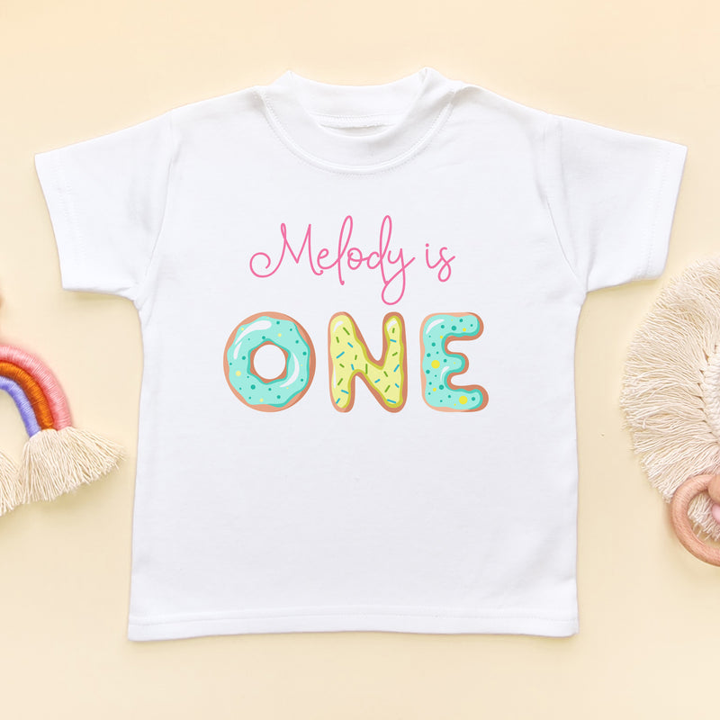 First Birthday Donut Personalised T Shirt (5861484265544)