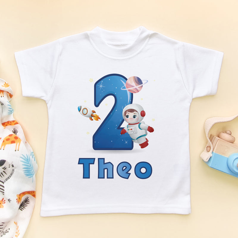 2nd Birthday Cosmos Themed Personalised T Shirt (6565598822472)
