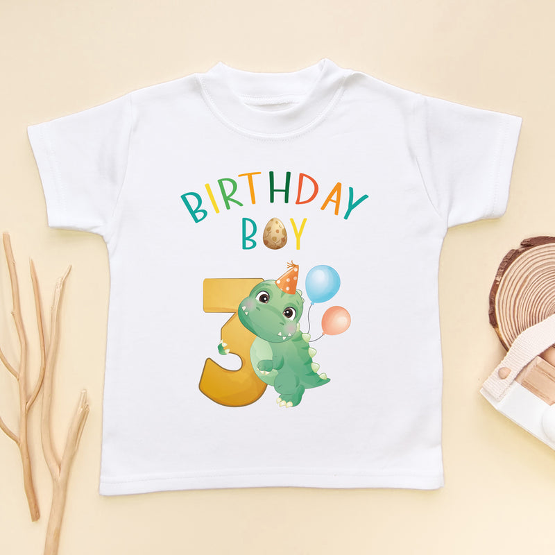 3th Birthday Dino Boy T Shirt (6573044924488)