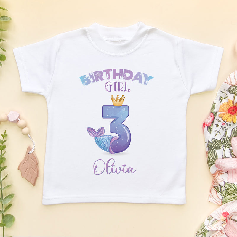 3rd Birthday Cute Mermaid Personalised T Shirt (6564941201480)