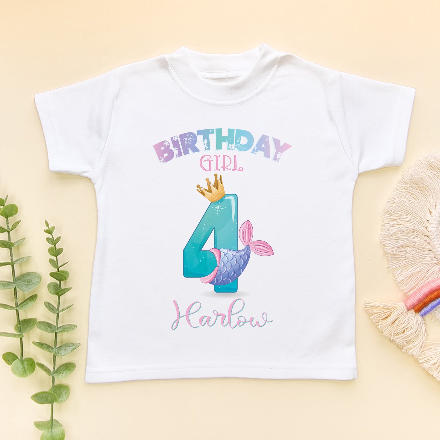 4th Birthday Cute Mermaid Personalised T Shirt Little Lili Store