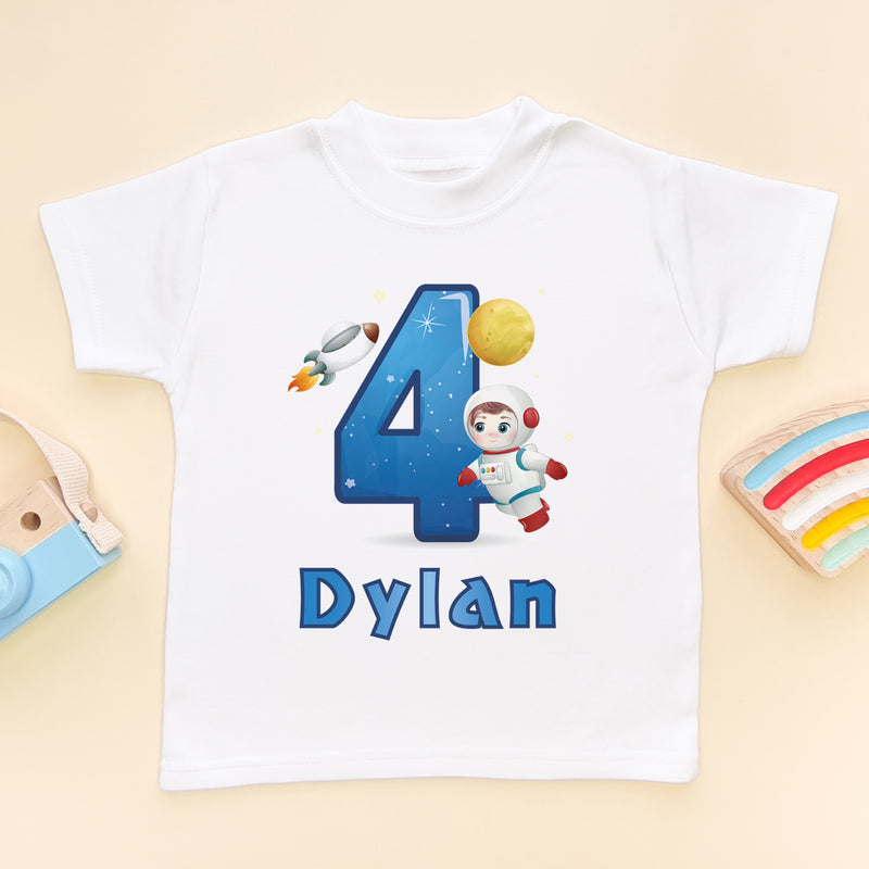 4th Birthday Cosmos Themed Personalised T Shirt (6565599346760)