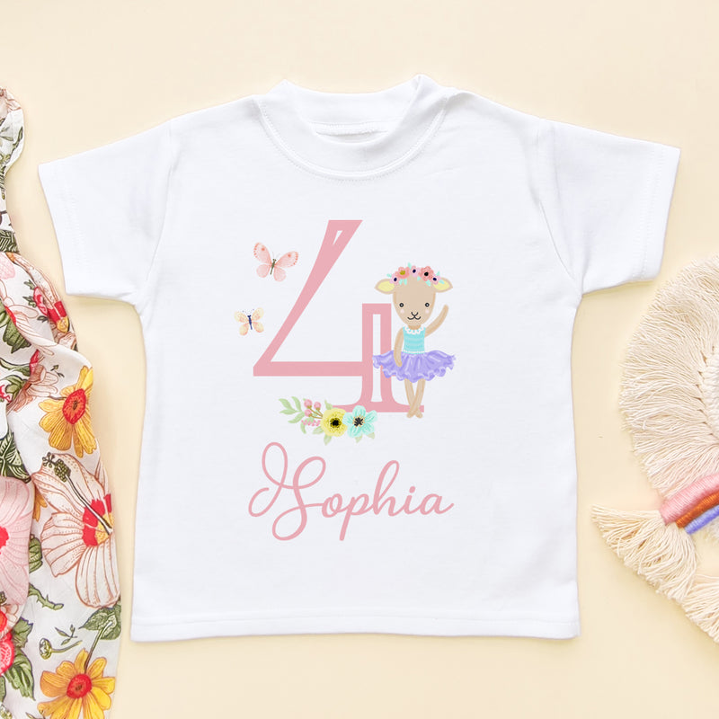 4th Birthday Girl Personalised T Shirt (5861474533448)