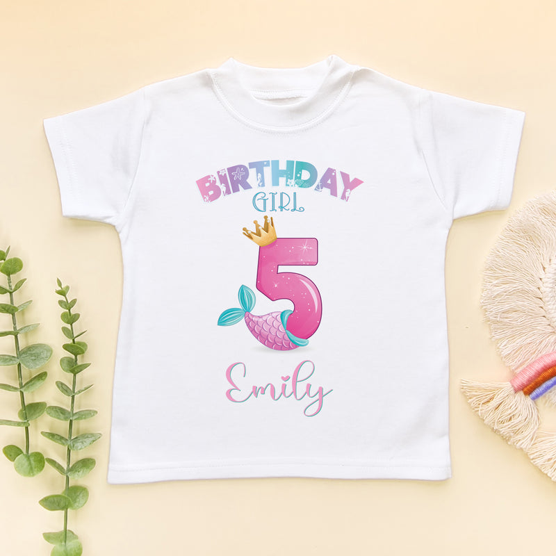 5th Birthday Cute Mermaid Personalised T Shirt (6564941693000)