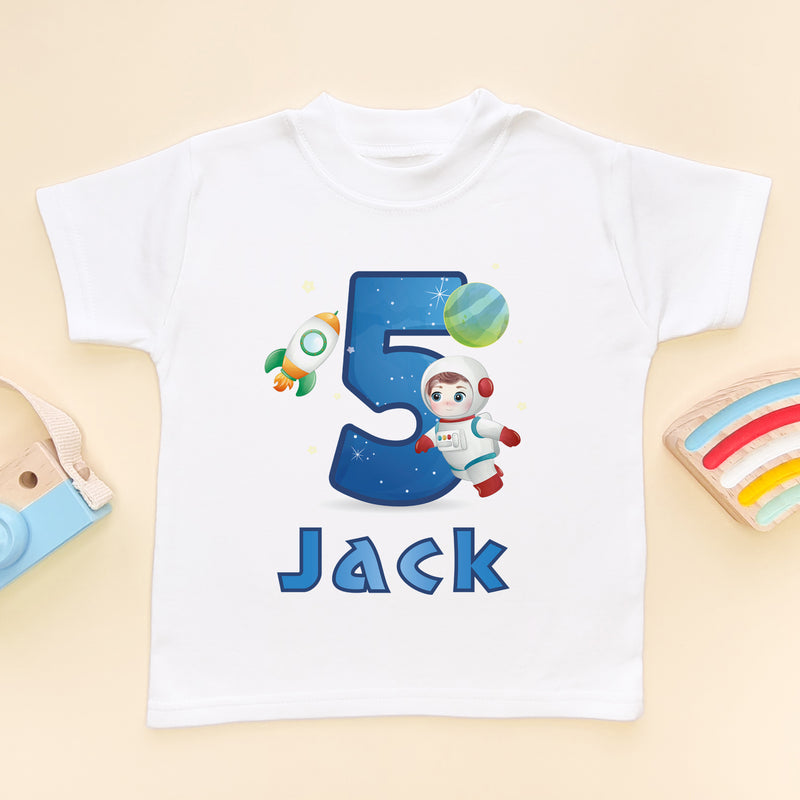 5th Birthday Cosmos Themed Personalised T Shirt (6565599445064)