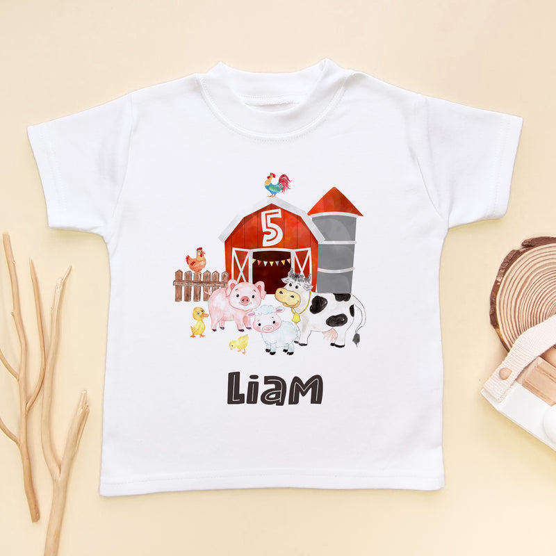 Personalised Farm 5th Birthday T Shirt (6544952328264)