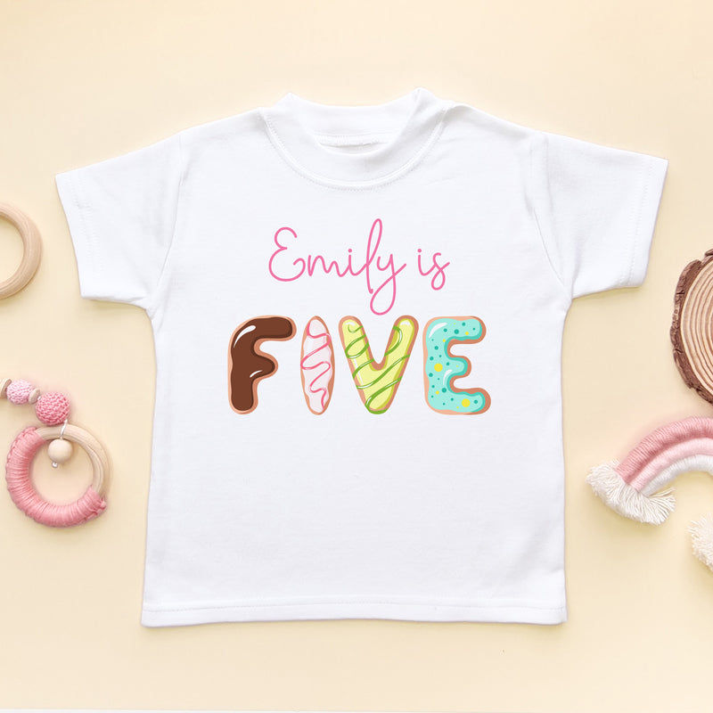 Fifth Birthday Donut Personalised T Shirt (5861484429384)
