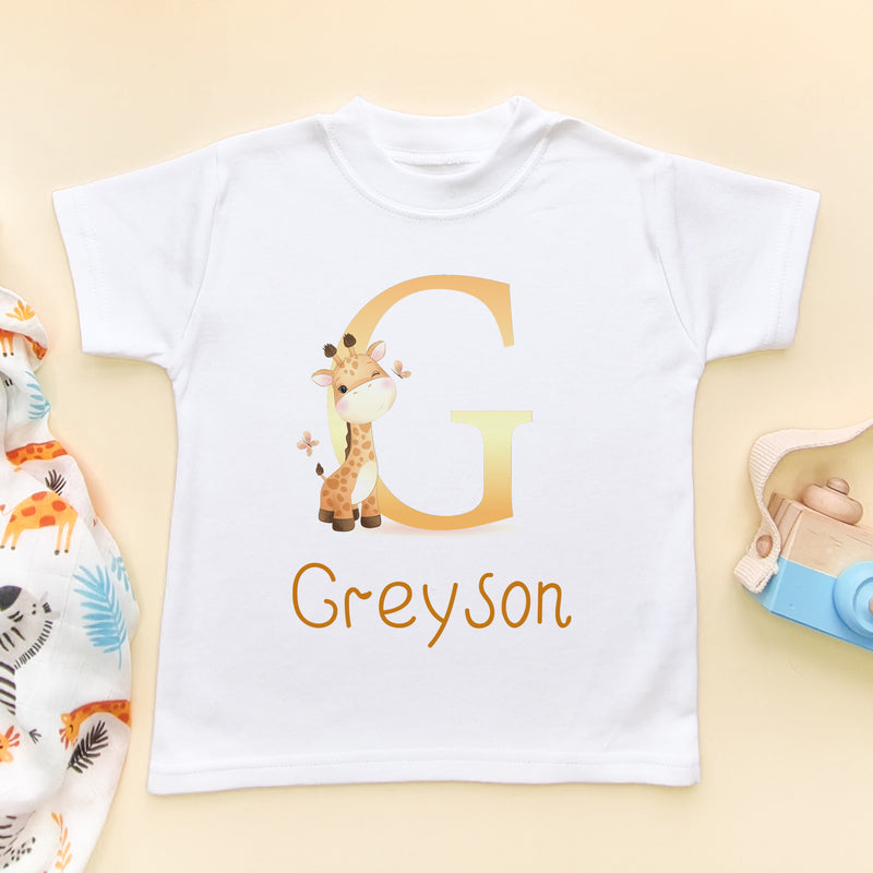 Personalised Cute Giraffe T Shirt (6567777337416)