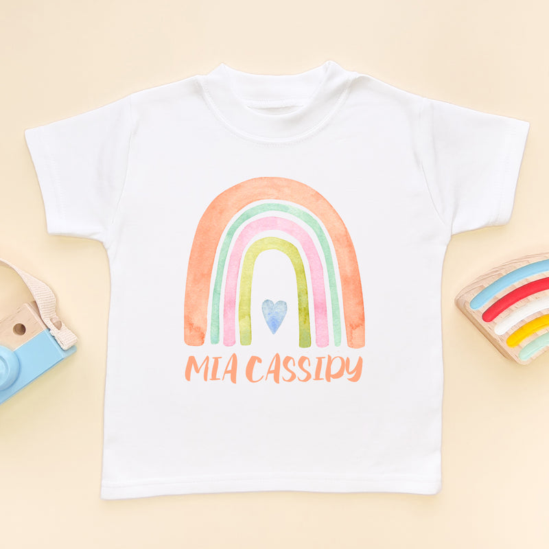 Personalised Watercolor Rainbow T Shirt (5861450285128)