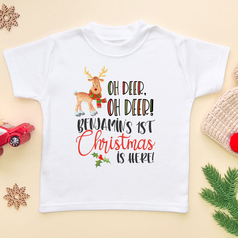 Oh Deer First Christmas Personalised T Shirt (5864058060872)
