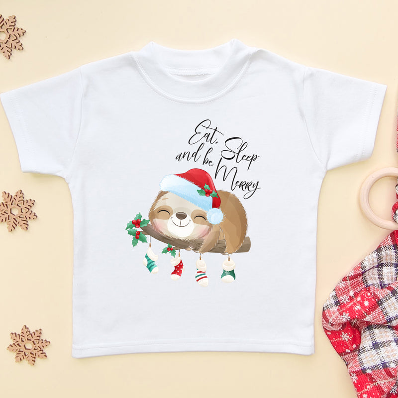 And Sleep And Be Merry Cute Sloth T Shirt (5861484134472)