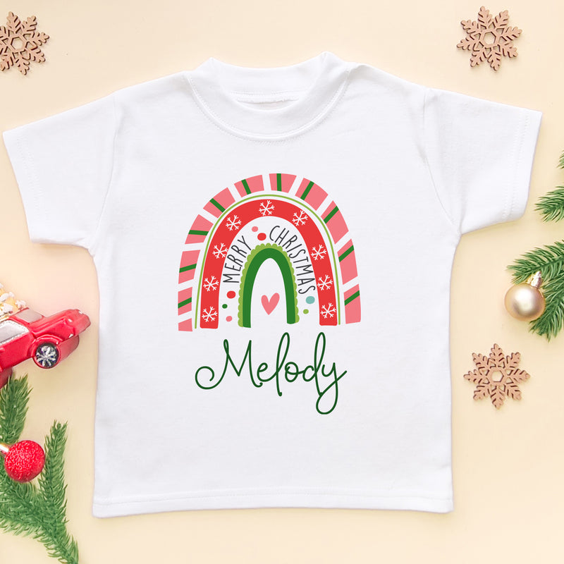Merry Christmas Rainbow Personalised T Shirt (5861805654088)
