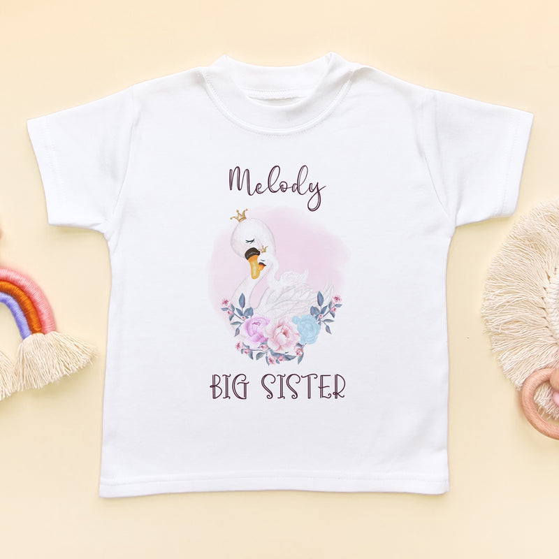 Personalised Big Sister Cute Swan T Shirt (5861784191048)