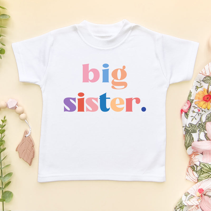 Big Sister Rainbow Colours T Shirt (6565602132040)