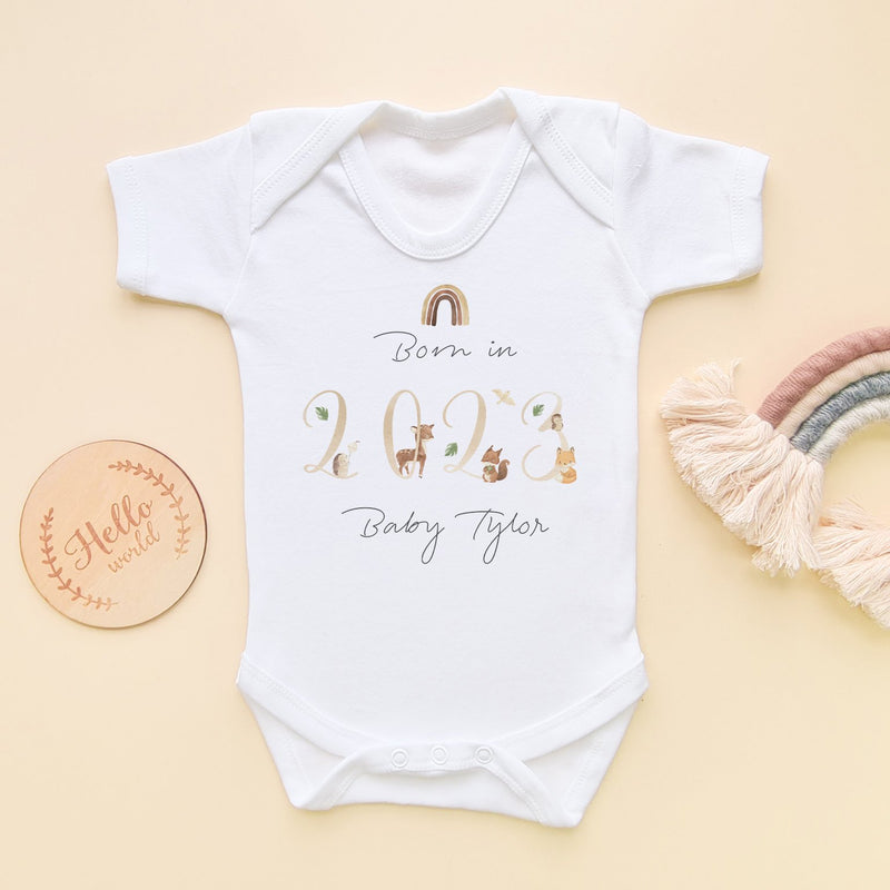 Animals Theme Personalised Baby Announcement Bodysuit - Little Lili Store (8902933872920)