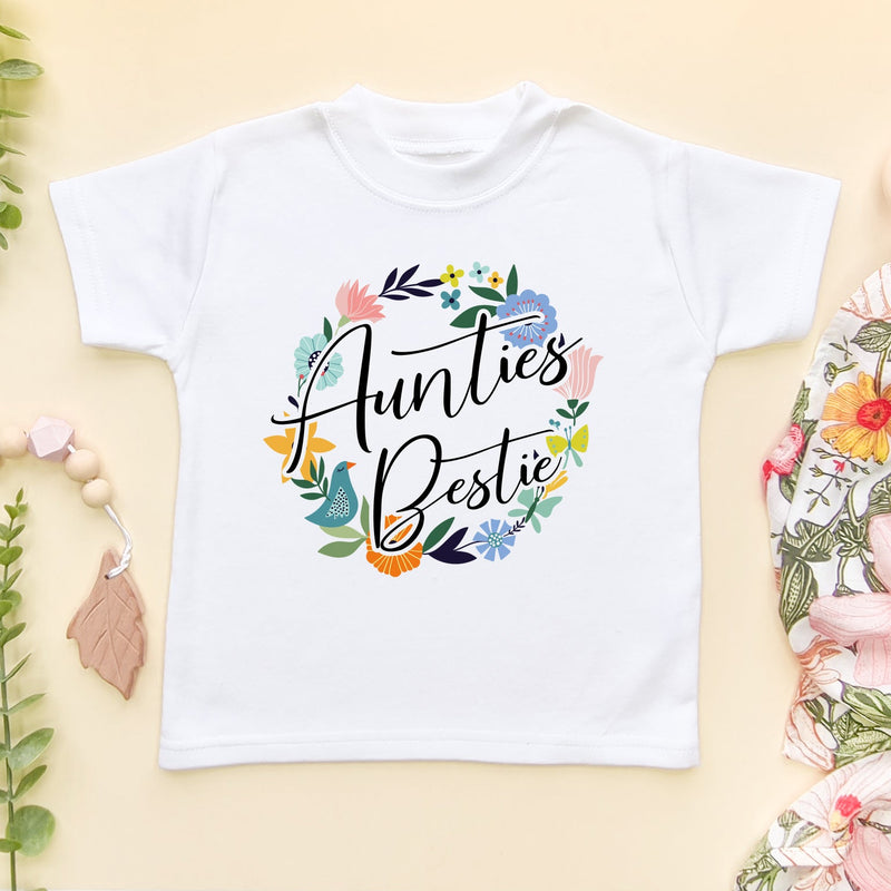 Aunties Bestie Floral Wreath T Shirt - Little Lili Store (6607923642440)
