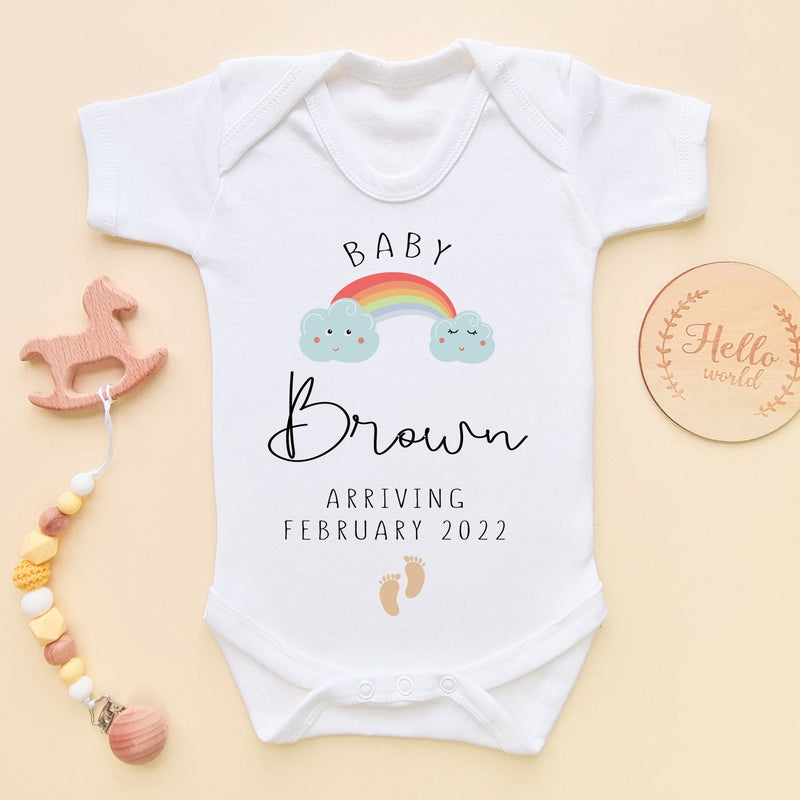 Baby Announcement Rainbow Personalised Name & Date Bodysuit - Little Lili Store (6568928215112)
