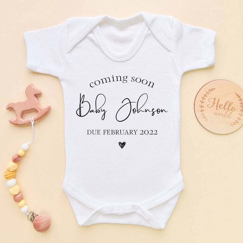 Baby Coming Soon Personalised Name & Date Bodysuit - Little Lili Store (6568534278216)