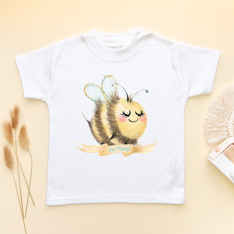 Bee Happy Toddler & Kids T Shirt - Little Lili Store (6581065351240)