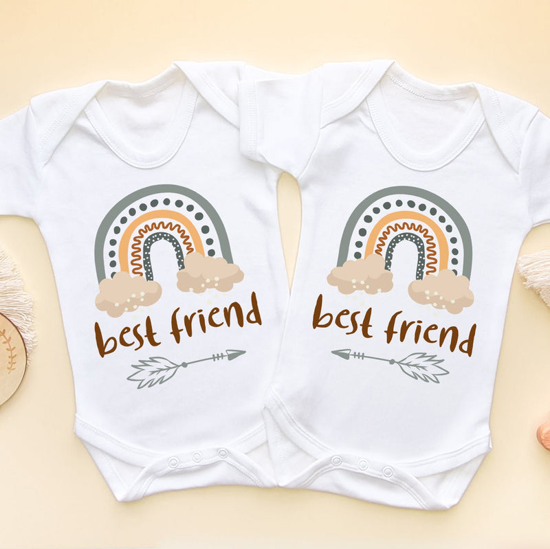 Best Friend Boho Rainbow Style Twins Baby Bodysuits - Little Lili Store (6609204150344)