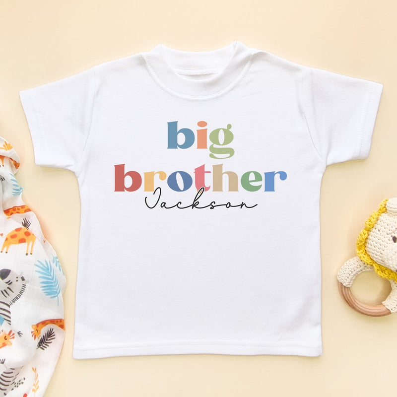 Big Brother Rainbow Colours Personalised Toddler & Kids T Shirt - Little Lili Store (8111323808024)