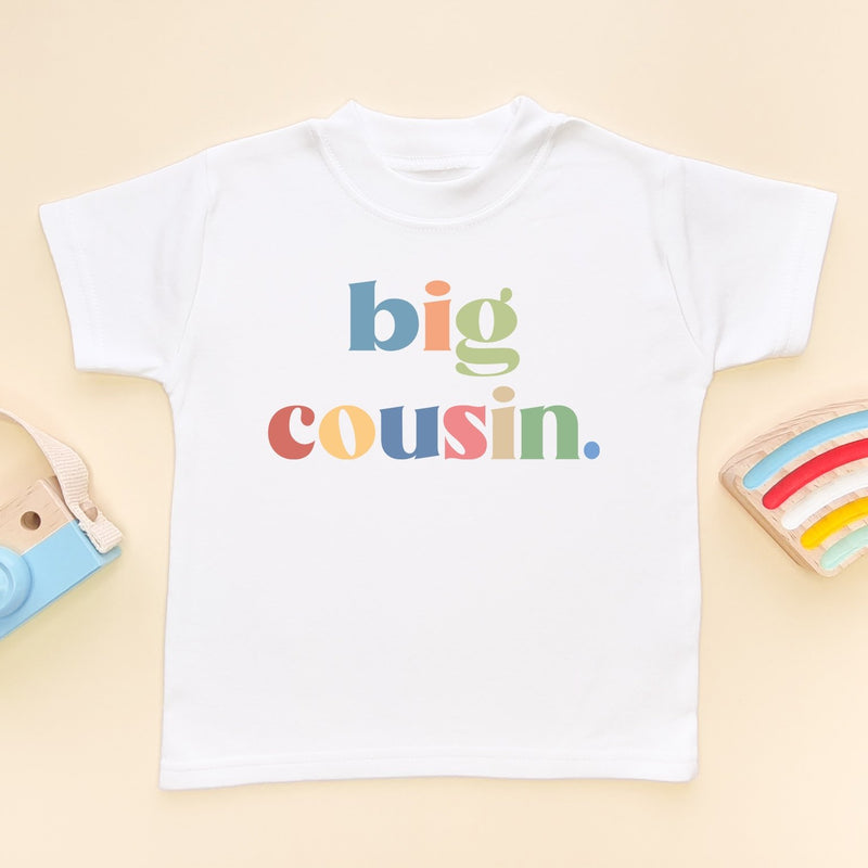 Big Cousin Boy Rainbow Colours Toddler & Kids T Shirt - Little Lili Store (8098530197784)