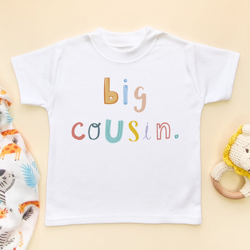 Big Cousin Colorful Letters Toddler & Kids T Shirt - Little Lili Store (8111384690968)