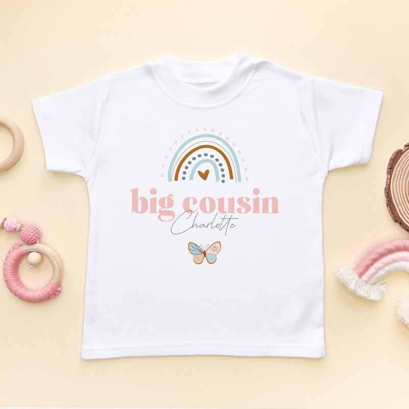 Big Cousin Rainbow Butterfly Personalised Toddler & Kids T Shirt - Little Lili Store (8858209976600)