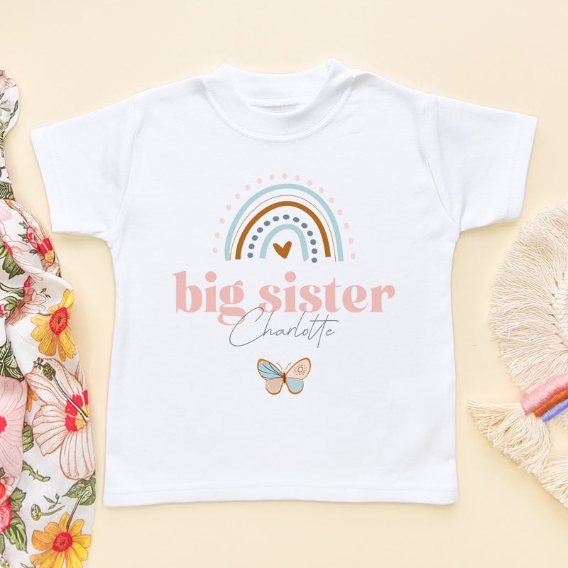Big Sister Butterfly Rainbow Personalised Toddler & Kids T Shirt - Little Lili Store (8855612424472)