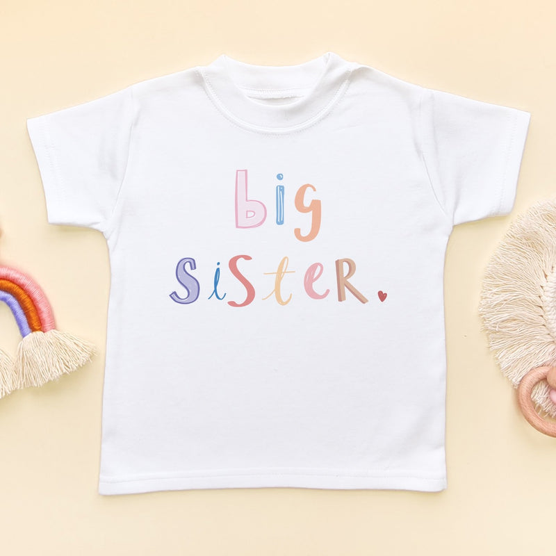Big Sister Colorful Letters Toddler & Kids T Shirt - Little Lili Store (8111382954264)