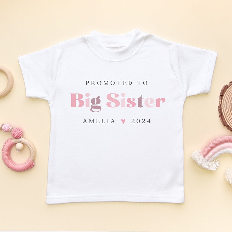 Big Sister Pink Letters Personalised Toddler & Kids T Shirt - Little Lili Store (8855609409816)