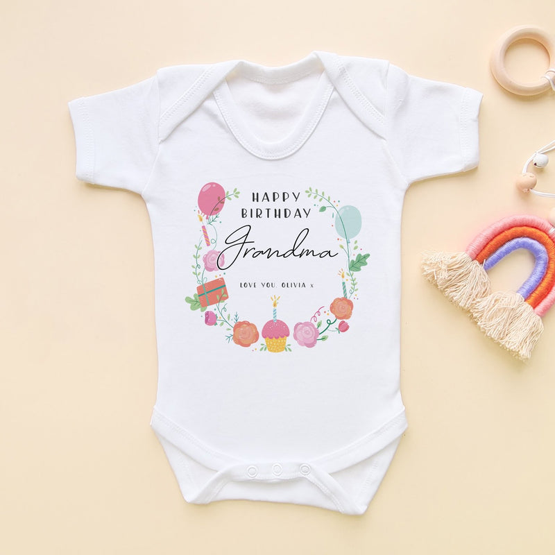 Birthday Message for Grandma Personalised Baby Bodysuit - Little Lili Store (8315574747416)