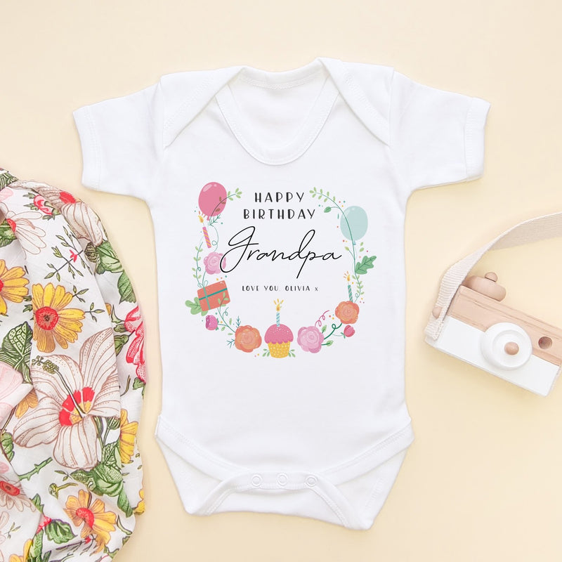 Birthday Message for Grandpa Personalised Baby Bodysuit - Little Lili Store (8315575042328)