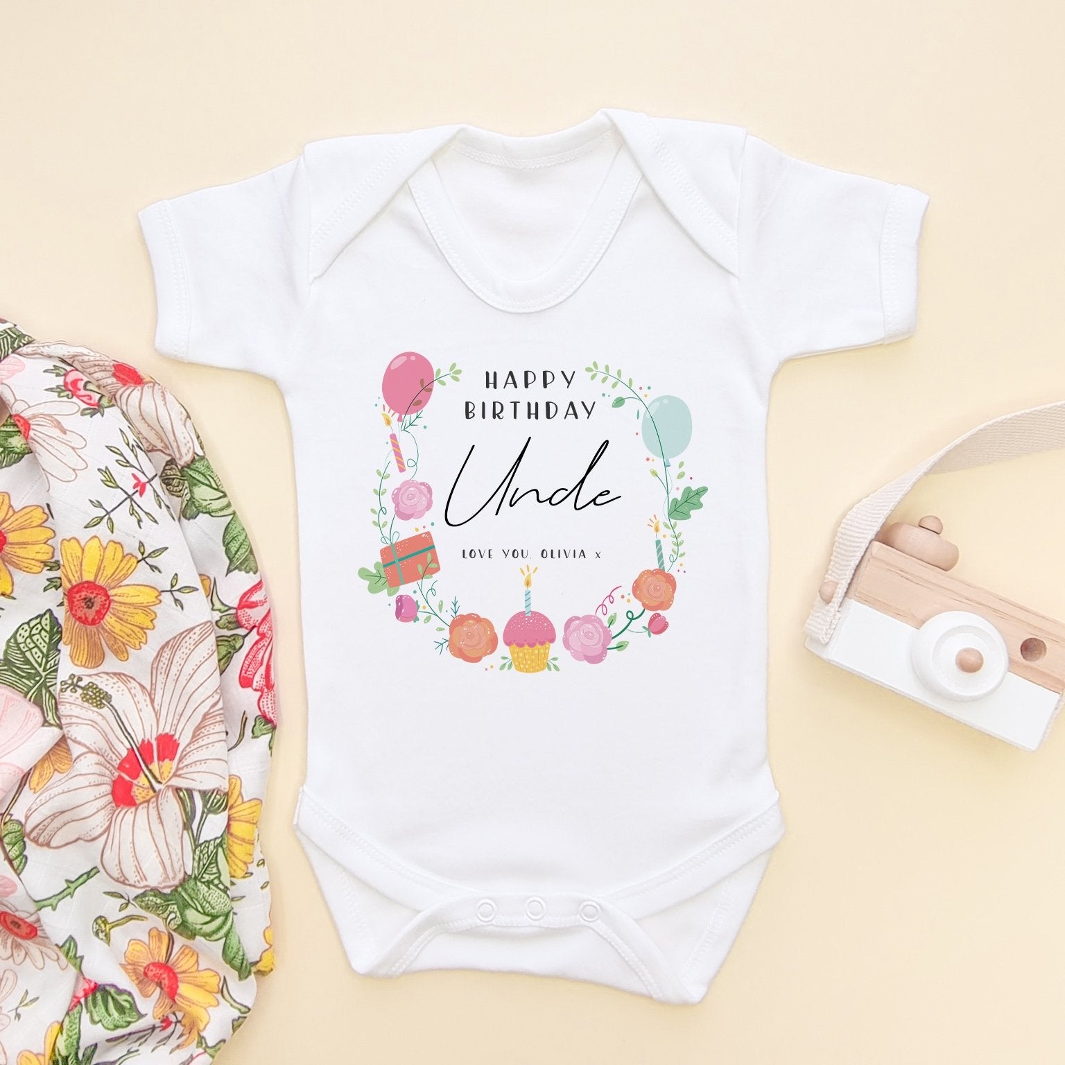 Birthday Message for Uncle Personalised Baby Bodysuit - Little Lili Store (8315575566616)