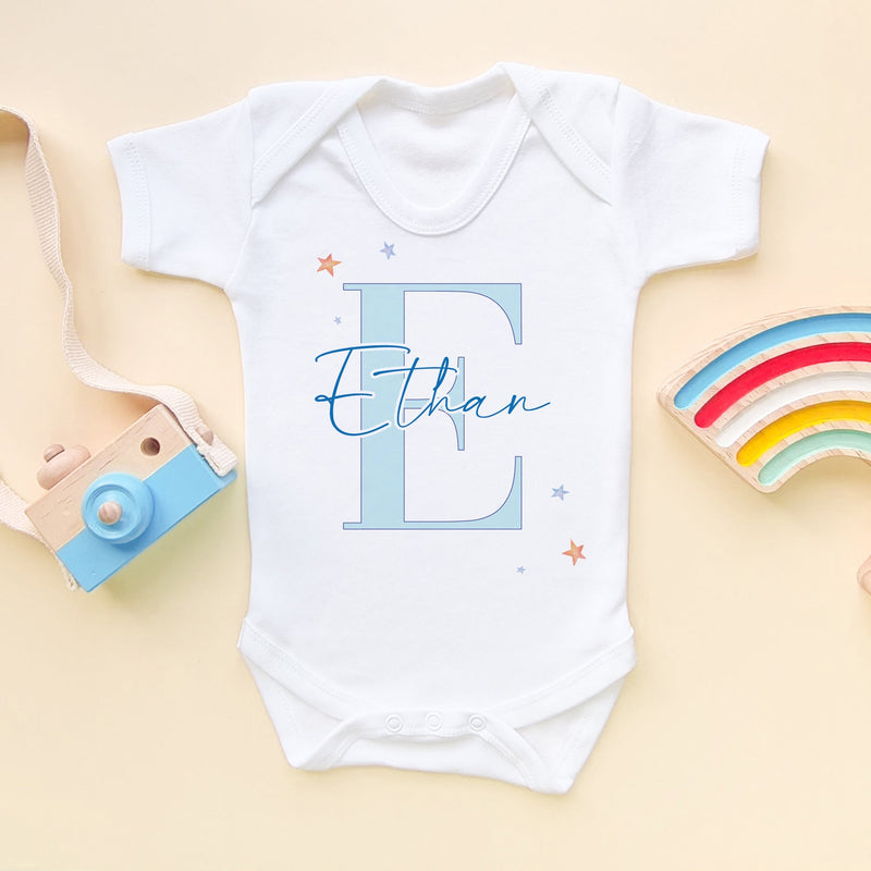 Blue Boy Personalised Name Baby Bodysuit - Little Lili Store (8671532351768)