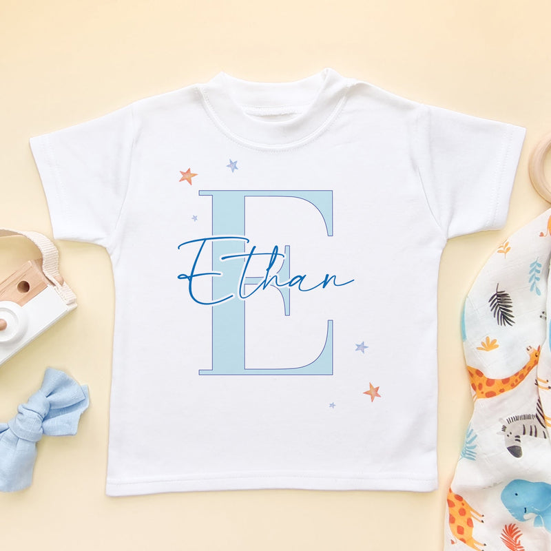 Blue Boy Personalised Name Toddler & Kids T Shirt - Little Lili Store (8671520227608)
