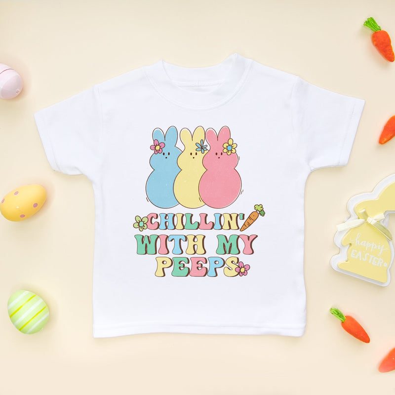 Chillin' With My Peeps Funny Easter Toddler T Shirt - Little Lili Store (6608153837640)