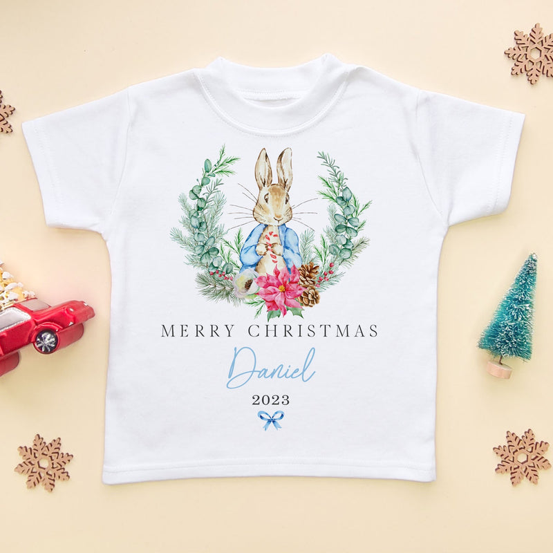 Christmas Peter Rabbit Inspired Boy Personalised Toddler & Kids T Shirt - Little Lili Store (8756733411608)