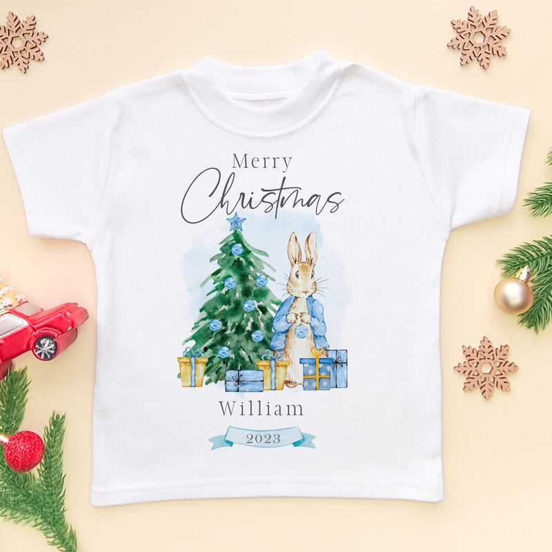 Christmas Peter Rabbit Inspired Boy Personalised Toddler & Kids T Shirt - Little Lili Store (8756736065816)