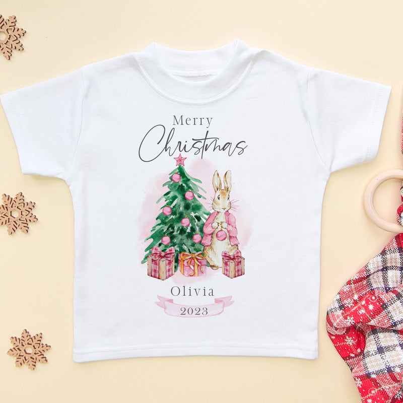Christmas Peter Rabbit Inspired Girl Personalised Toddler & Kids T Shirt - Little Lili Store (8756736688408)